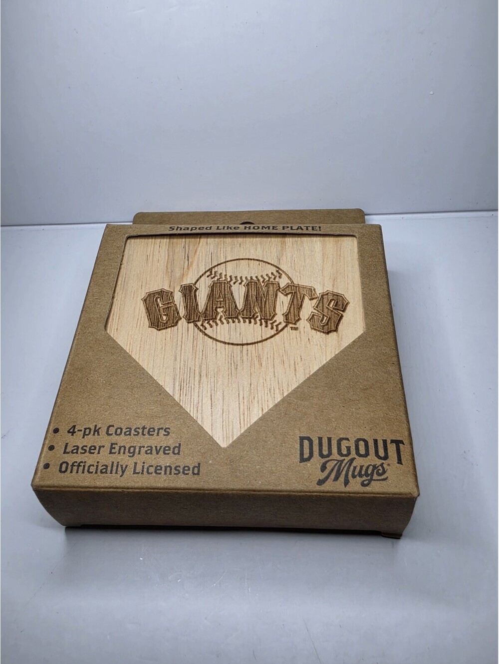 Dugout Mugs San Francisco Giants Home Plate Wood Coaster set 4 Pack